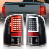 For 2009-2018 Dodge Ram 1500 2500 3500 Black Housing LED Tube Bar Tail Lights Brake Lamps Assembly Left+Right | Hawkglow